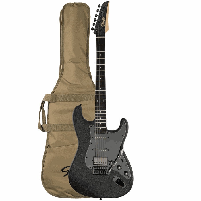 Guitarra Seizi Fun Katana Musashi Hss - All Black Sparkle Satin