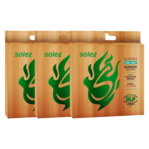 BIEF jonction surréaliste Volume 1-12 Kit com 3 Encordoamentos Solez Violão .012 SLAPB12 Phosphor Bronze